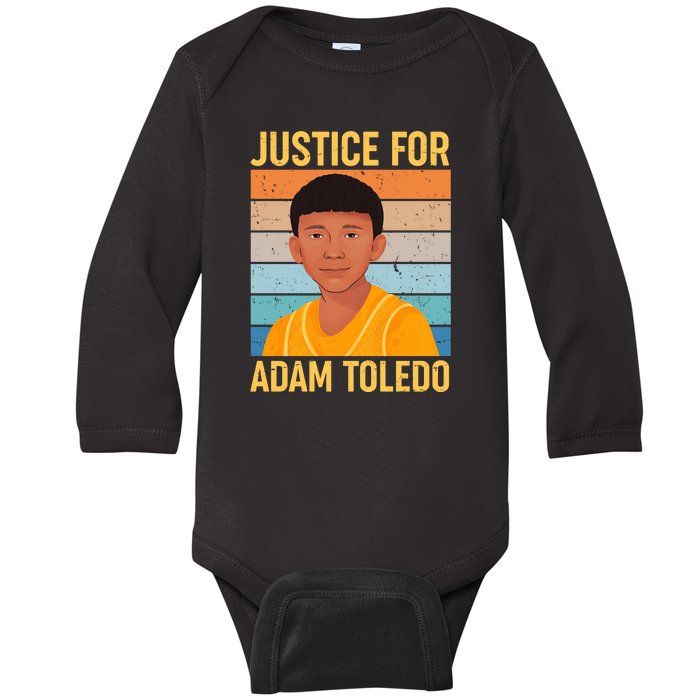 Justice For Adam Toledo Vintage Poster Baby Long Sleeve Bodysuit