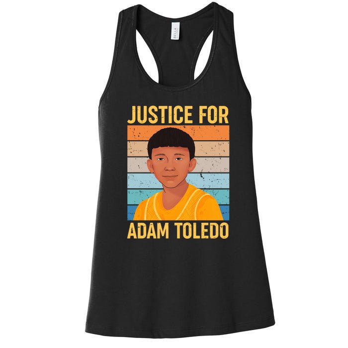 Justice For Adam Toledo Vintage Poster Women's Racerback Tank