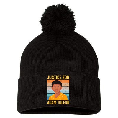 Justice For Adam Toledo Vintage Poster Pom Pom 12in Knit Beanie