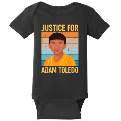 Justice For Adam Toledo Vintage Poster Baby Bodysuit