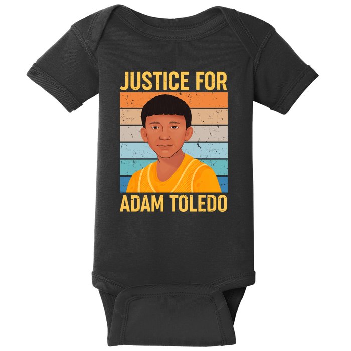 Justice For Adam Toledo Vintage Poster Baby Bodysuit