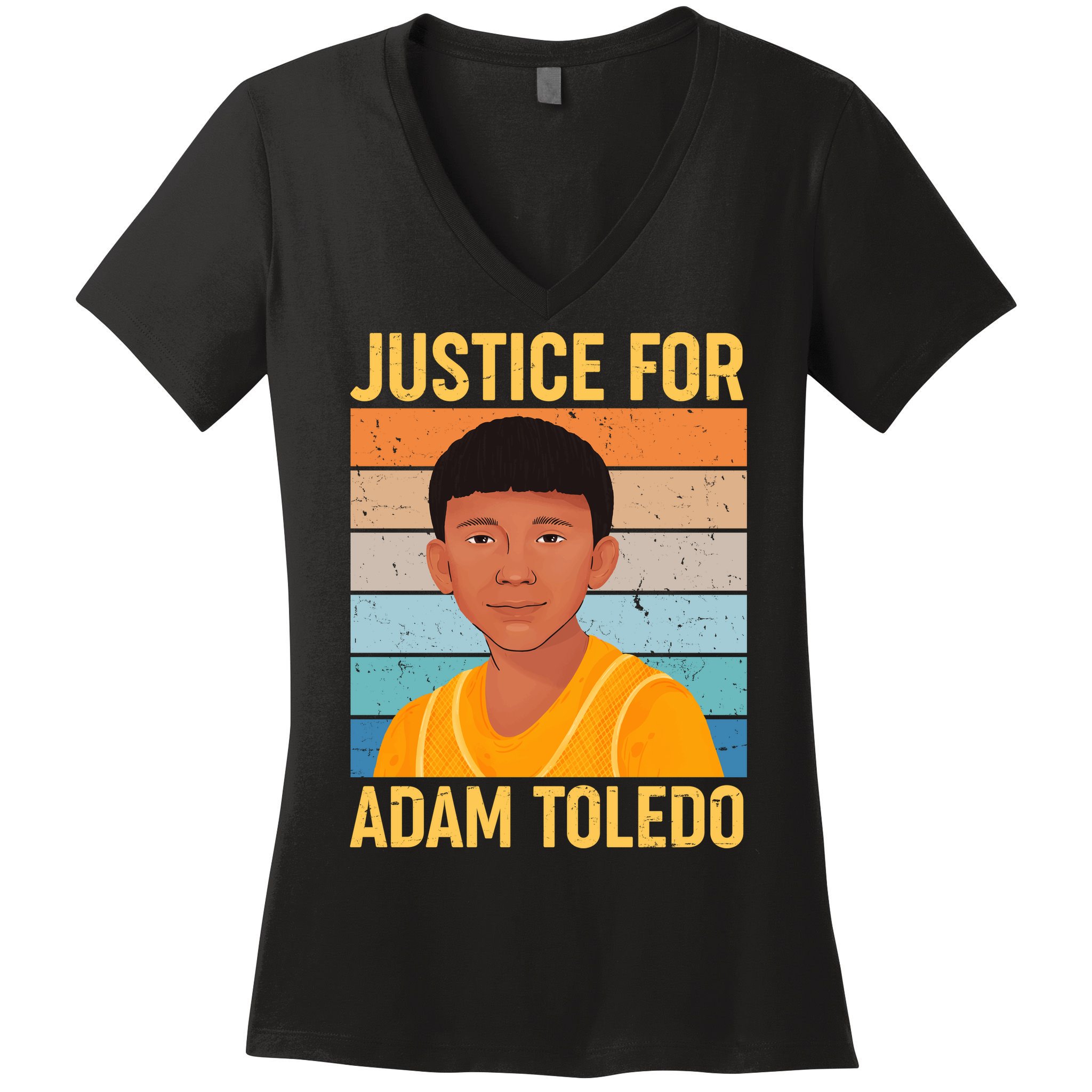 Justice For Adam Toledo Vintage Poster Women's V-Neck T-Shirt