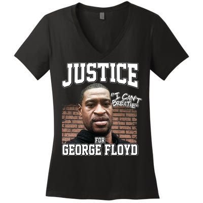 Justice For George Floyd BLM Women's V-Neck T-Shirt