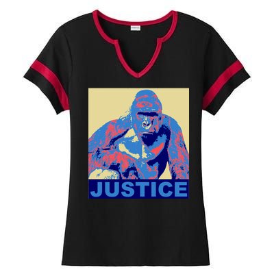 Justice For Harambe RIP Poster Ladies Halftime Notch Neck Tee