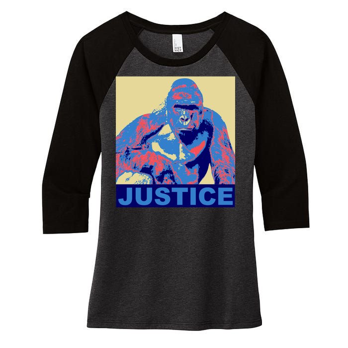 Justice For Harambe RIP Poster Women's Tri-Blend 3/4-Sleeve Raglan Shirt