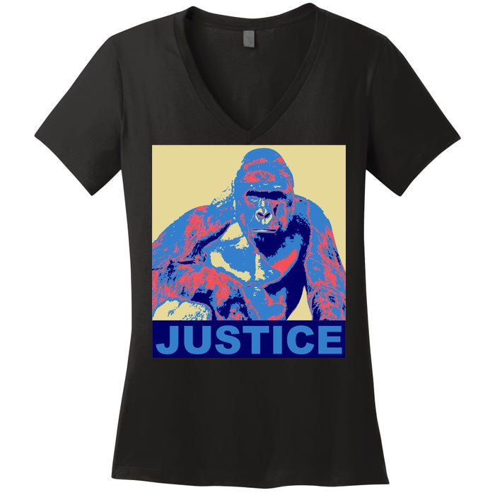 Justice For Harambe RIP Poster Women's V-Neck T-Shirt