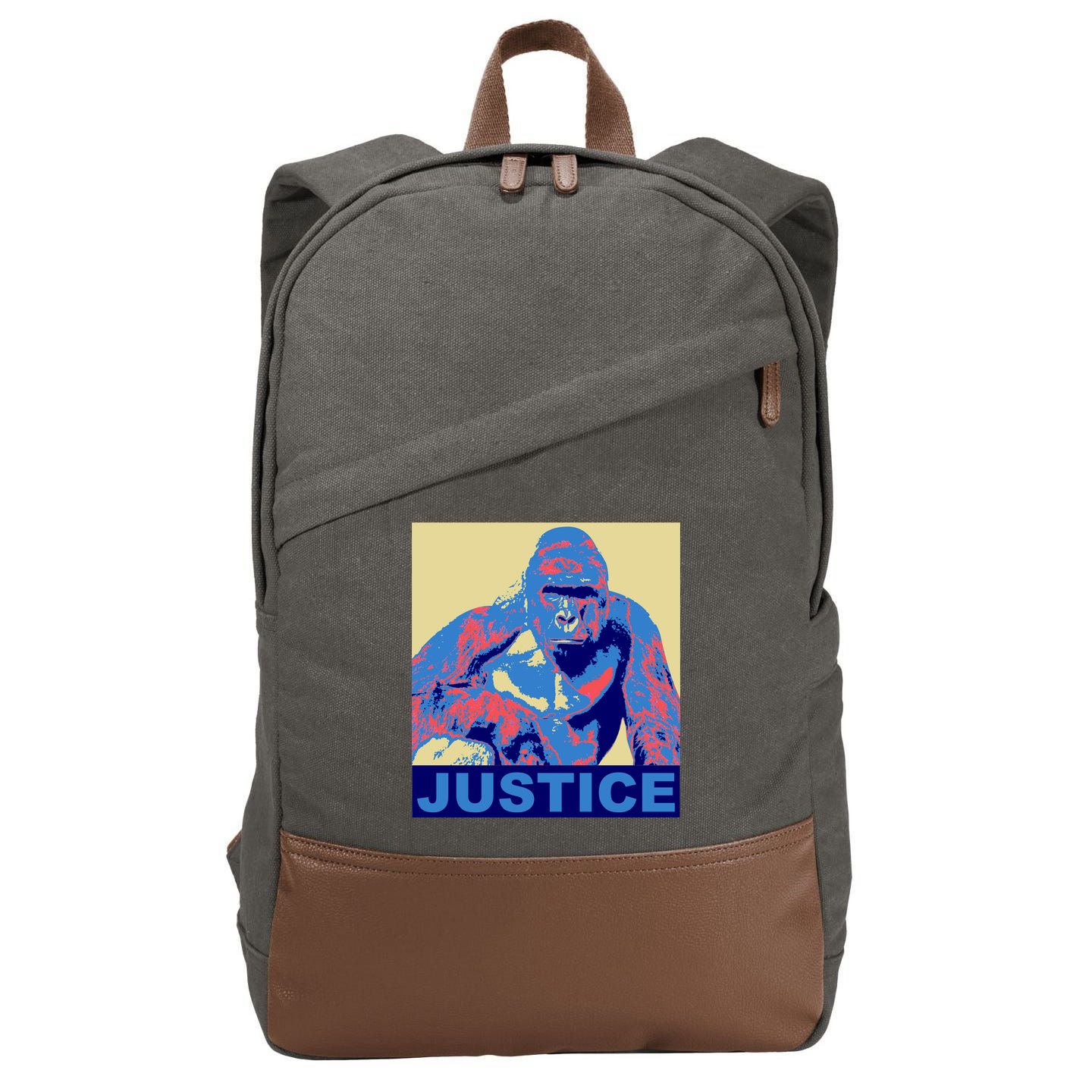 Justice For Harambe RIP Poster Cotton Canvas Backpack