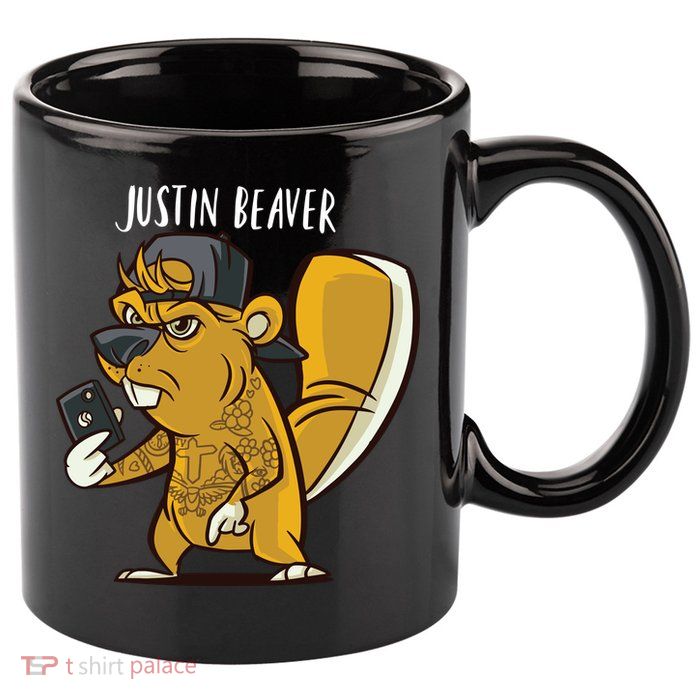 Justin Beaver 11oz C Handle Ceramic Mug