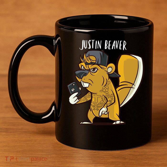 Justin Beaver 11oz C Handle Ceramic Mug