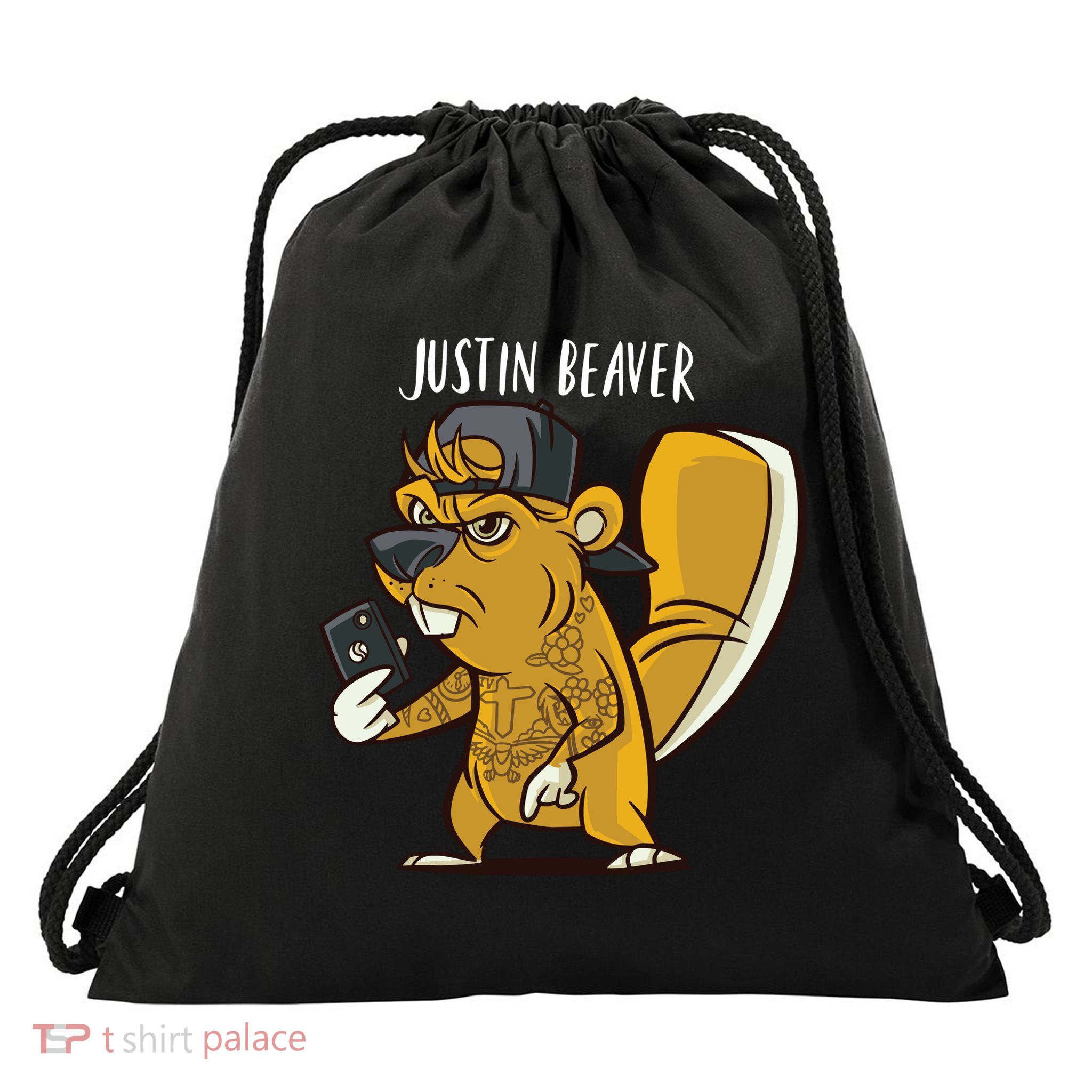 Justin Beaver Drawstring Bag