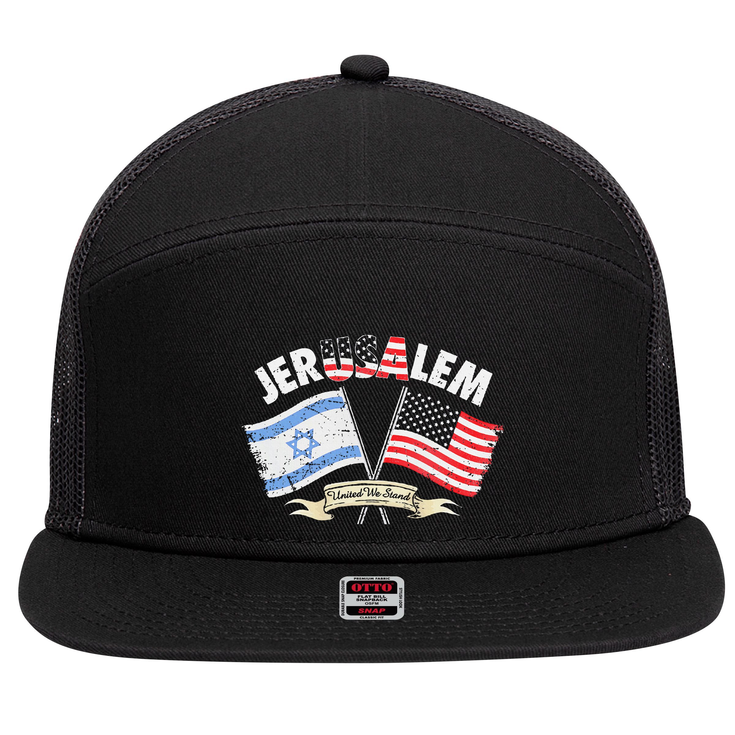 Jerusalem United We Stand 7 Panel Mesh Trucker Snapback Hat