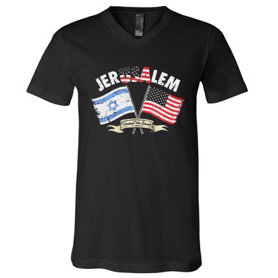 Jerusalem United We Stand V-Neck T-Shirt