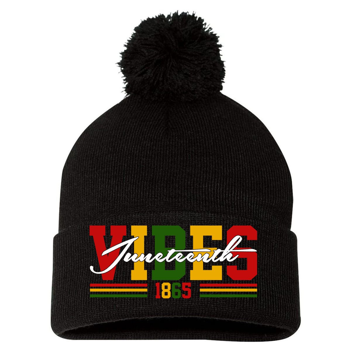 Juneteenth Vibes 1865 Pom Pom 12in Knit Beanie