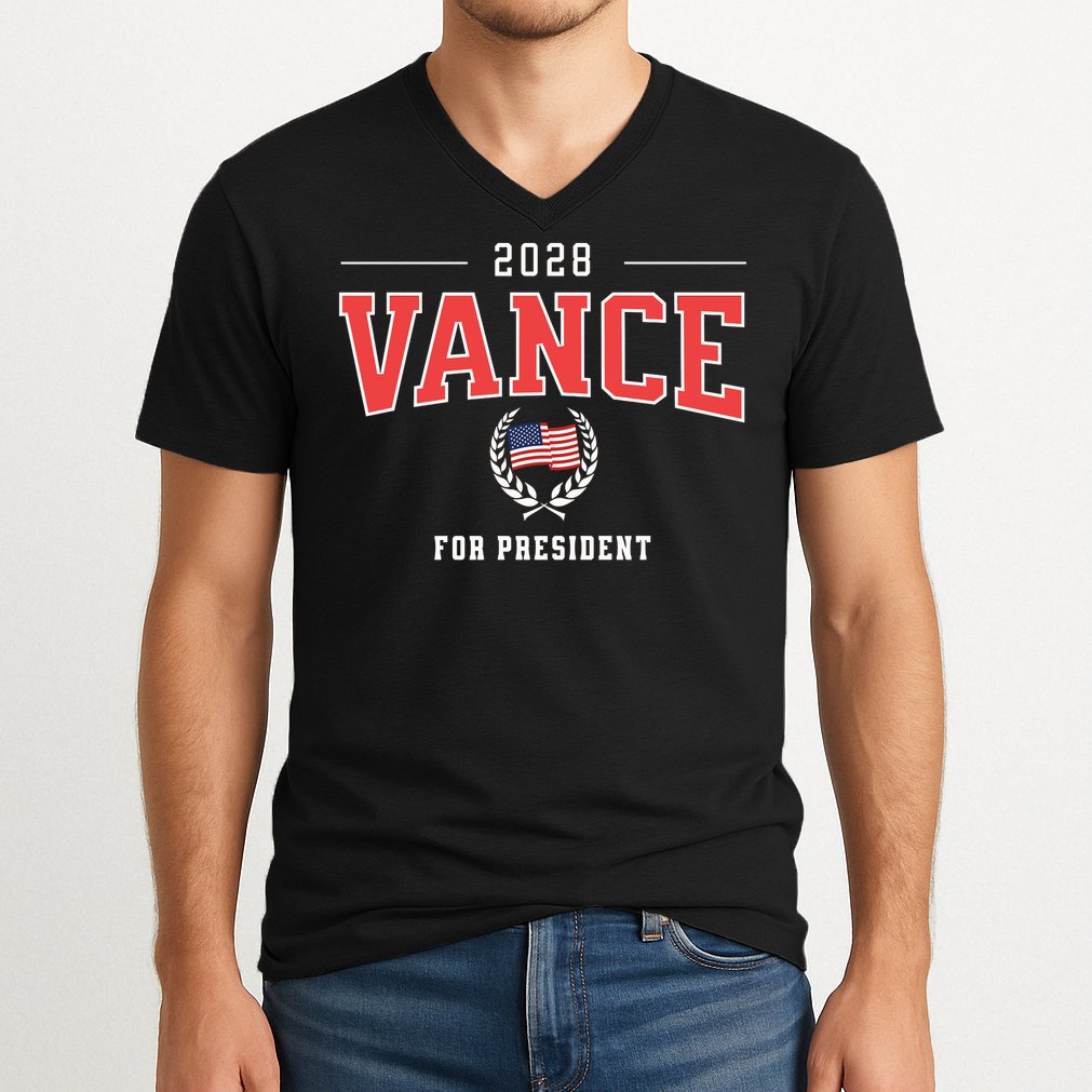 JD Vance 2028 for President Republican Patriotic US Flag V-Neck T-Shirt
