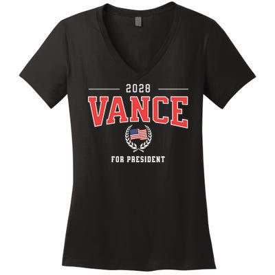 JD Vance 2028 for President Republican Patriotic US Flag Women's V-Neck T-Shirt