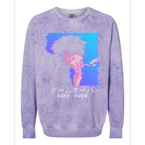 Japanese Vaporwave Aesthetic Sad Anime Game Over Lofi Cool Gift Colorblast Crewneck Sweatshirt