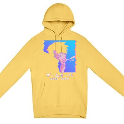 Japanese Vaporwave Aesthetic Sad Anime Game Over Lofi Cool Gift Premium Pullover Hoodie