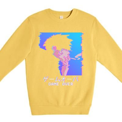 Japanese Vaporwave Aesthetic Sad Anime Game Over Lofi Cool Gift Premium Crewneck Sweatshirt