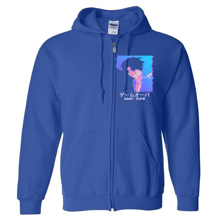 Japanese Vaporwave Aesthetic Sad Anime Game Over Lofi Cool Gift Full Zip Hoodie