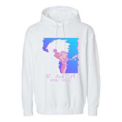 Japanese Vaporwave Aesthetic Sad Anime Game Over Lofi Cool Gift Garment-Dyed Fleece Hoodie