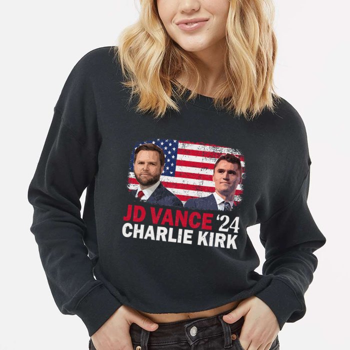 Jd Vance And Charlie Kirk Cropped Pullover Crew