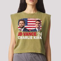 Jd Vance And Charlie Kirk Garment-Dyed Women's Muscle Tee