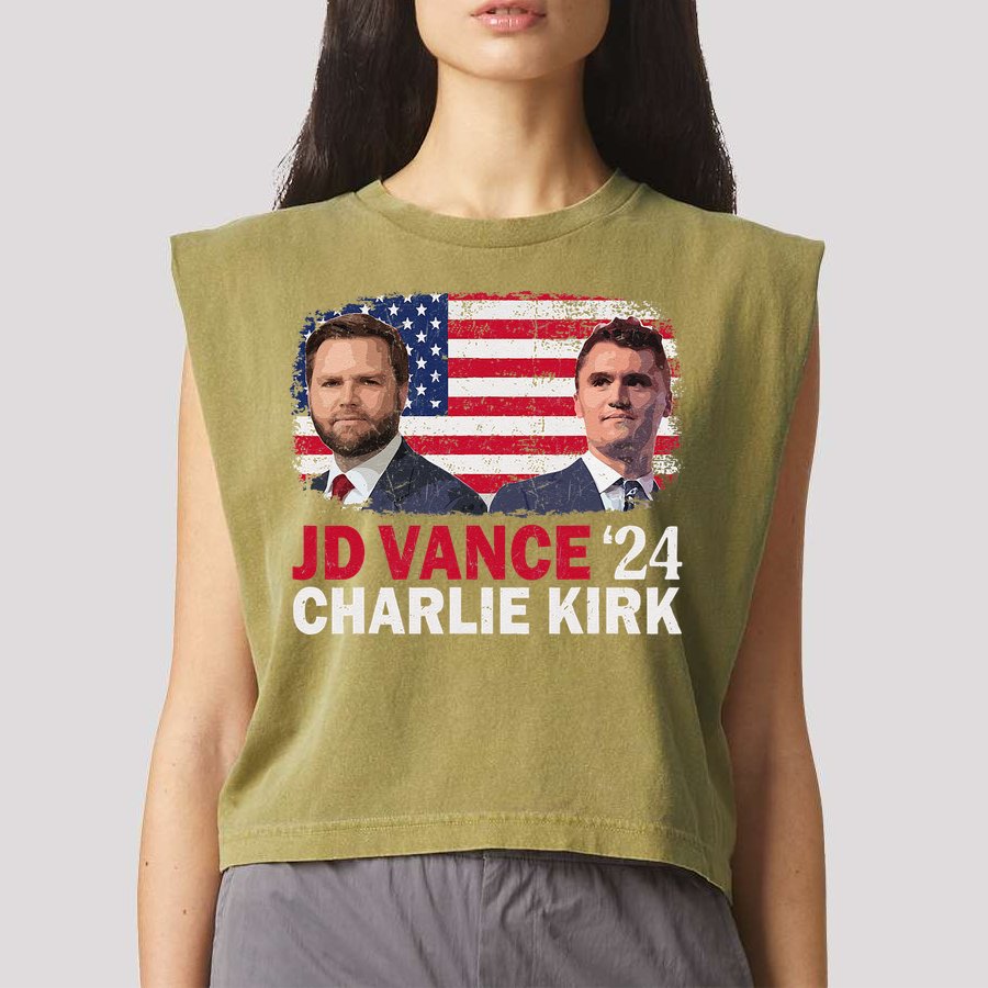 Jd Vance And Charlie Kirk Garment-Dyed Women's Muscle Tee