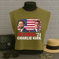 Jd Vance And Charlie Kirk Garment-Dyed Women's Muscle Tee