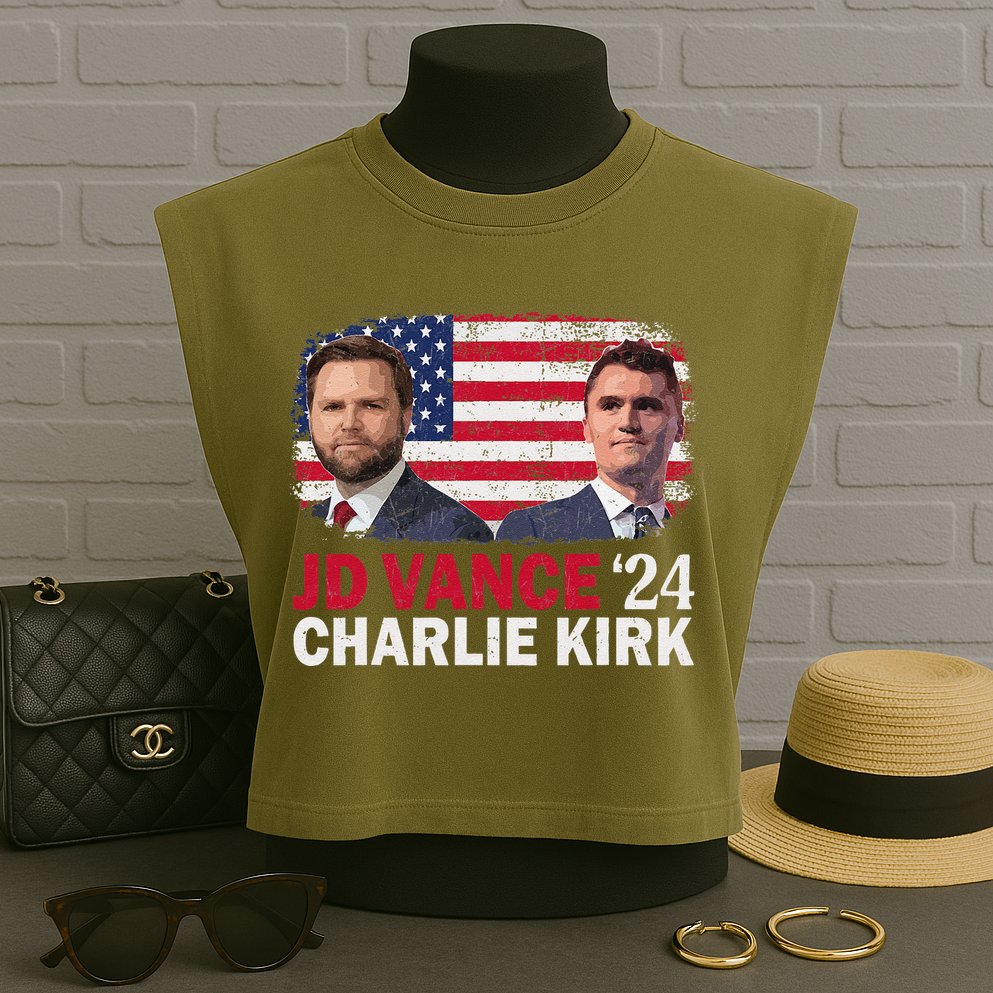 Jd Vance And Charlie Kirk Garment-Dyed Women's Muscle Tee