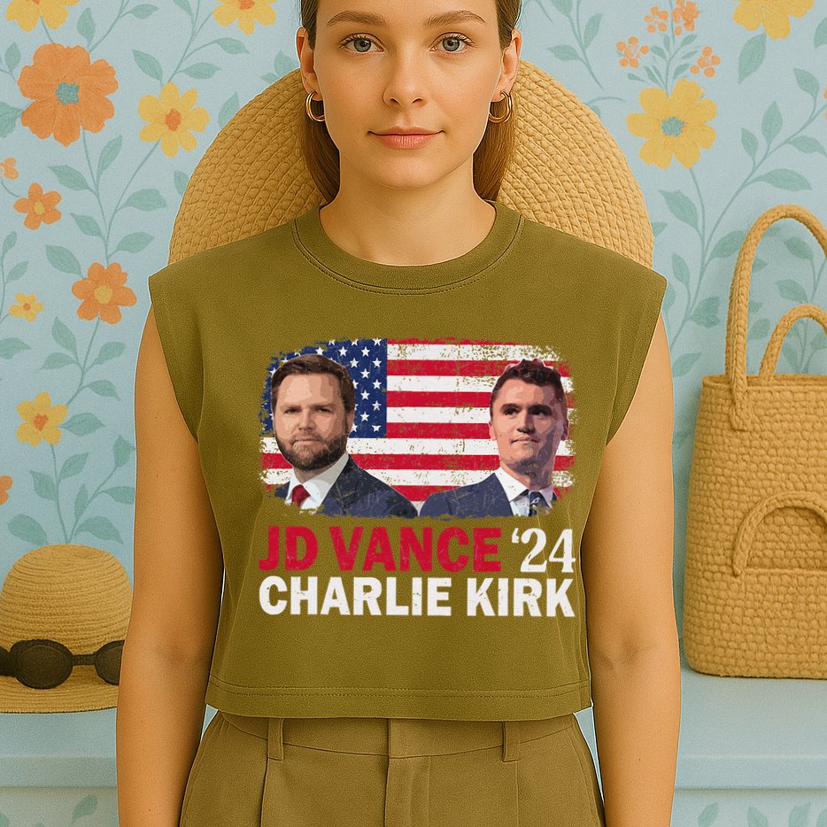 Jd Vance And Charlie Kirk Garment-Dyed Women's Muscle Tee