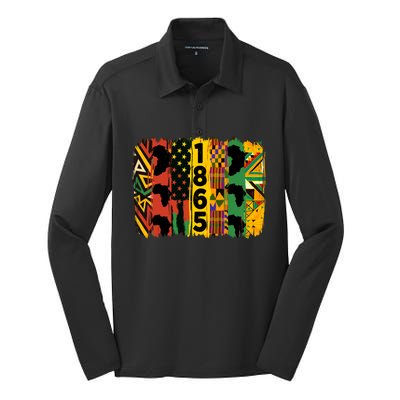 Junenth Vibes Black History Junenth 1865 Flag Cool Gift Silk Touch Performance Long Sleeve Polo