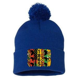 Junenth Vibes Black History Junenth 1865 Flag Cool Gift Pom Pom 12in Knit Beanie