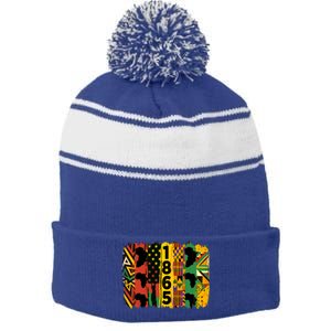 Junenth Vibes Black History Junenth 1865 Flag Cool Gift Stripe Pom Pom Beanie