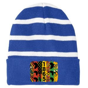 Junenth Vibes Black History Junenth 1865 Flag Cool Gift Striped Beanie with Solid Band