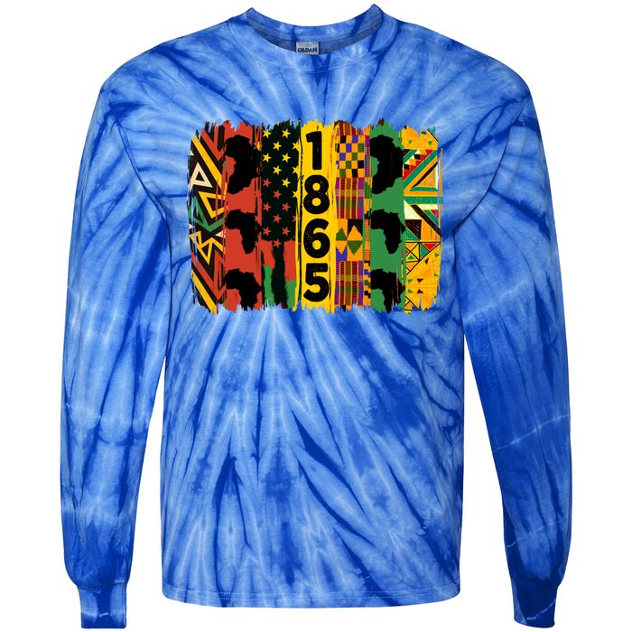 Junenth Vibes Black History Junenth 1865 Flag Cool Gift Tie-Dye Long Sleeve Shirt