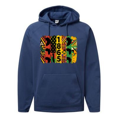 Junenth Vibes Black History Junenth 1865 Flag Cool Gift Performance Fleece Hoodie