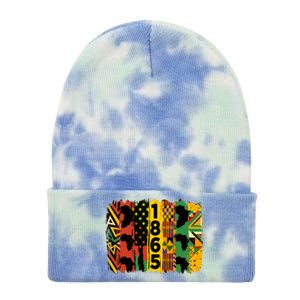 Junenth Vibes Black History Junenth 1865 Flag Cool Gift Tie Dye 12in Knit Beanie