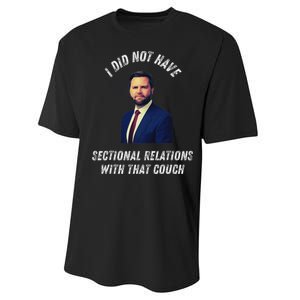 Jd Vance Couch I Did Not Have Sectional Relations Funny Meme Performance Sprint T-Shirt