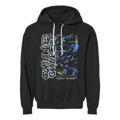 Johnnieguilbert Violent Dream Wolf Blue Green Garment-Dyed Fleece Hoodie