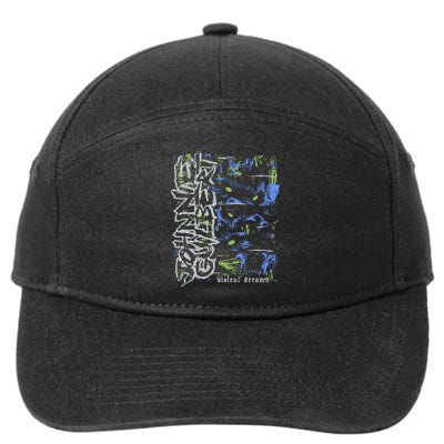 Johnnieguilbert Violent Dream Wolf Blue Green 7-Panel Snapback Hat