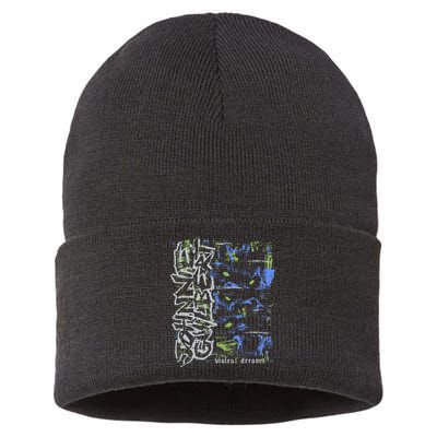 Johnnieguilbert Violent Dream Wolf Blue Green Sustainable Knit Beanie