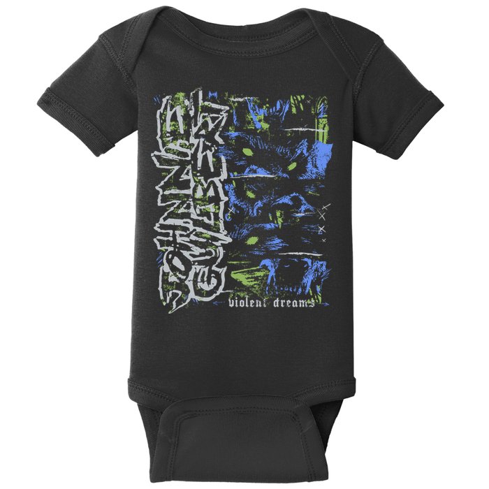 Johnnieguilbert Violent Dream Wolf Blue Green Baby Bodysuit