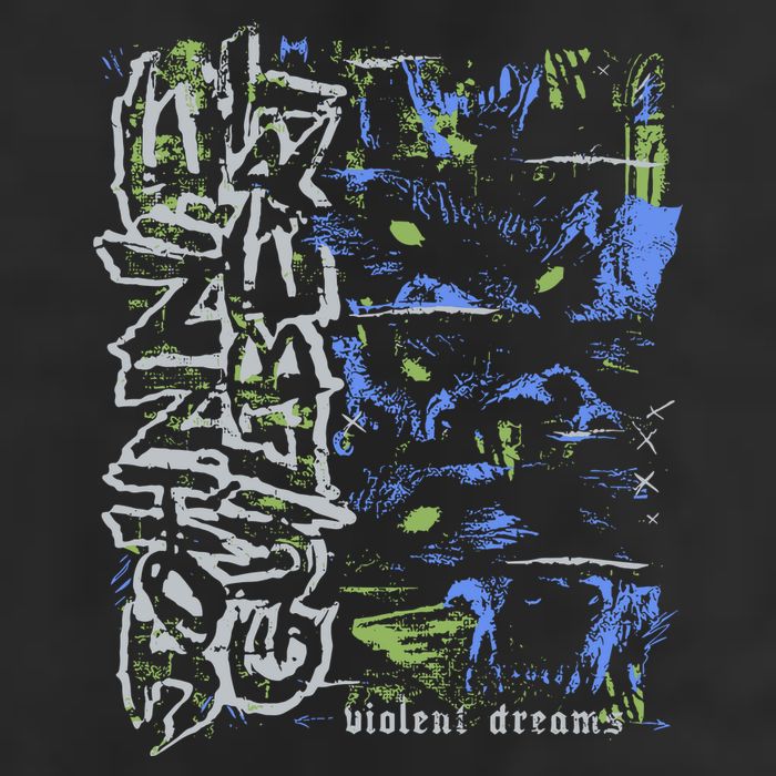 Johnnieguilbert Violent Dream Wolf Blue Green Golf Towel