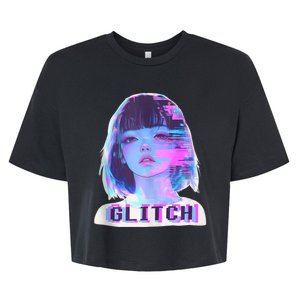 Japanese Vaporwave Edgy Sad Glitch Girl Anime Aesthetic Bella+Canvas Jersey Crop Tee