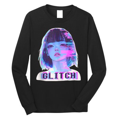 Japanese Vaporwave Edgy Sad Glitch Girl Anime Aesthetic Long Sleeve Shirt