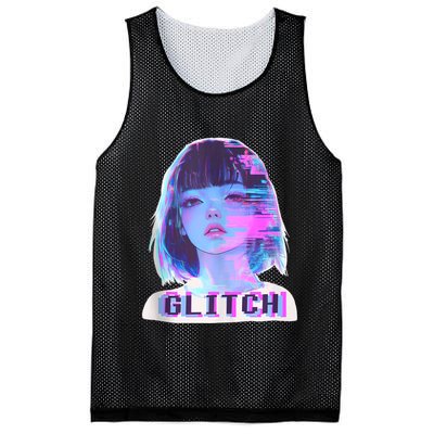 Japanese Vaporwave Edgy Sad Glitch Girl Anime Aesthetic Mesh Reversible Basketball Jersey Tank
