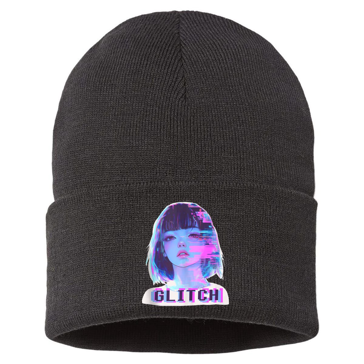 Japanese Vaporwave Edgy Sad Glitch Girl Anime Aesthetic Sustainable Knit Beanie