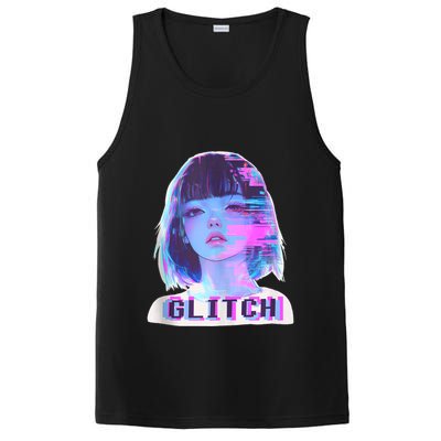 Japanese Vaporwave Edgy Sad Glitch Girl Anime Aesthetic PosiCharge Competitor Tank