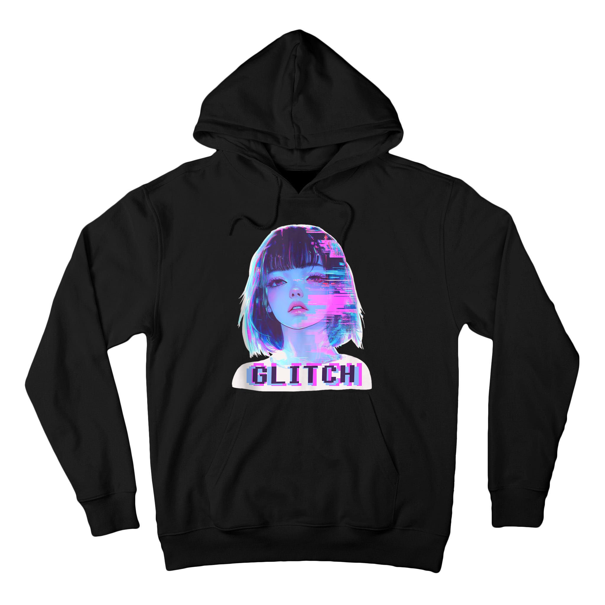 Japanese Vaporwave Edgy Sad Glitch Girl Anime Aesthetic Tall Hoodie