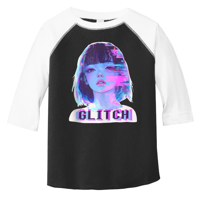 Japanese Vaporwave Edgy Sad Glitch Girl Anime Aesthetic Toddler Fine Jersey T-Shirt